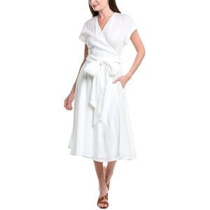 Lafayette 148 New York Womens Wrap Linen Maxi Dress, White